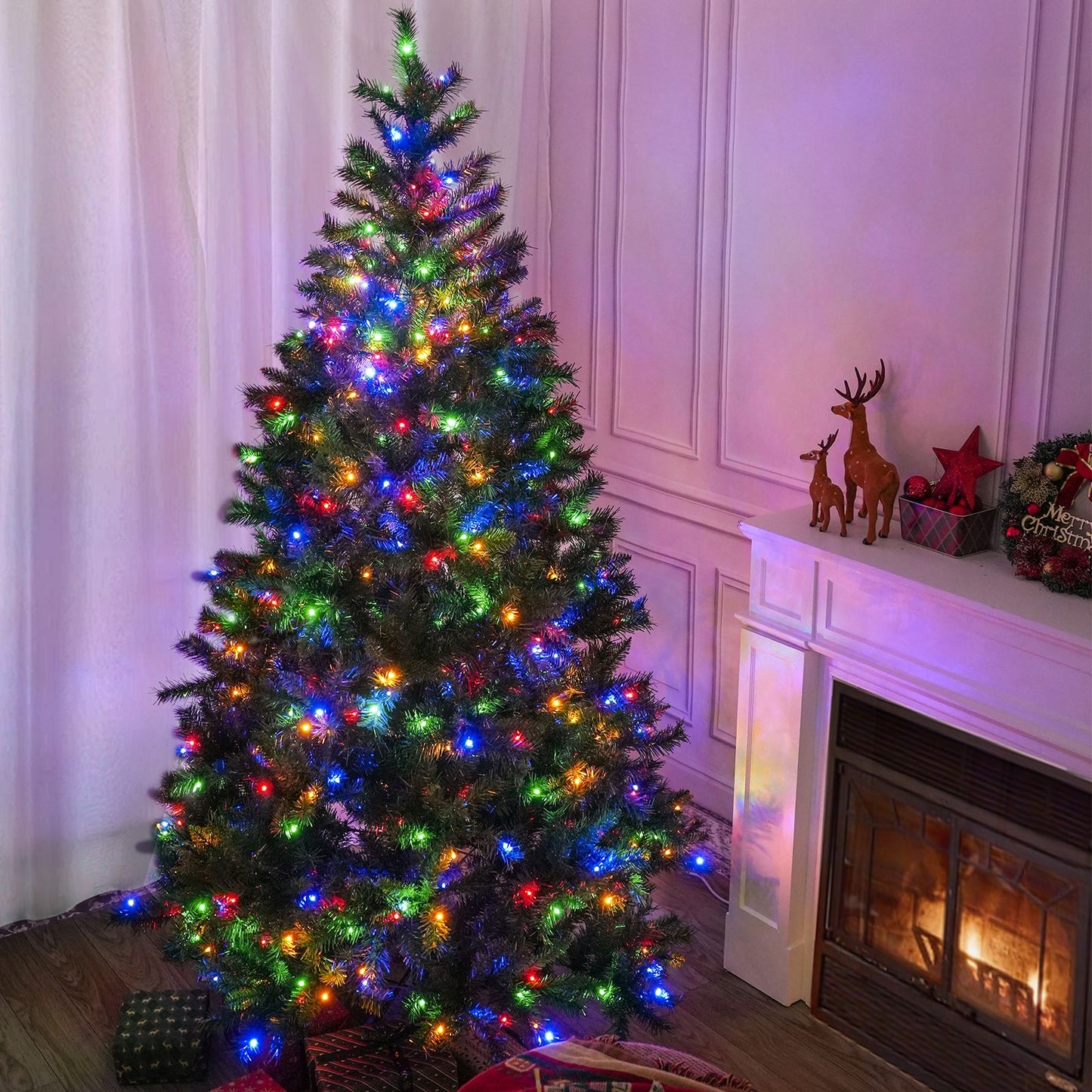 7FT Christmas Tree with 450 Multicolor LED Lights and 11-Function Control, PVC