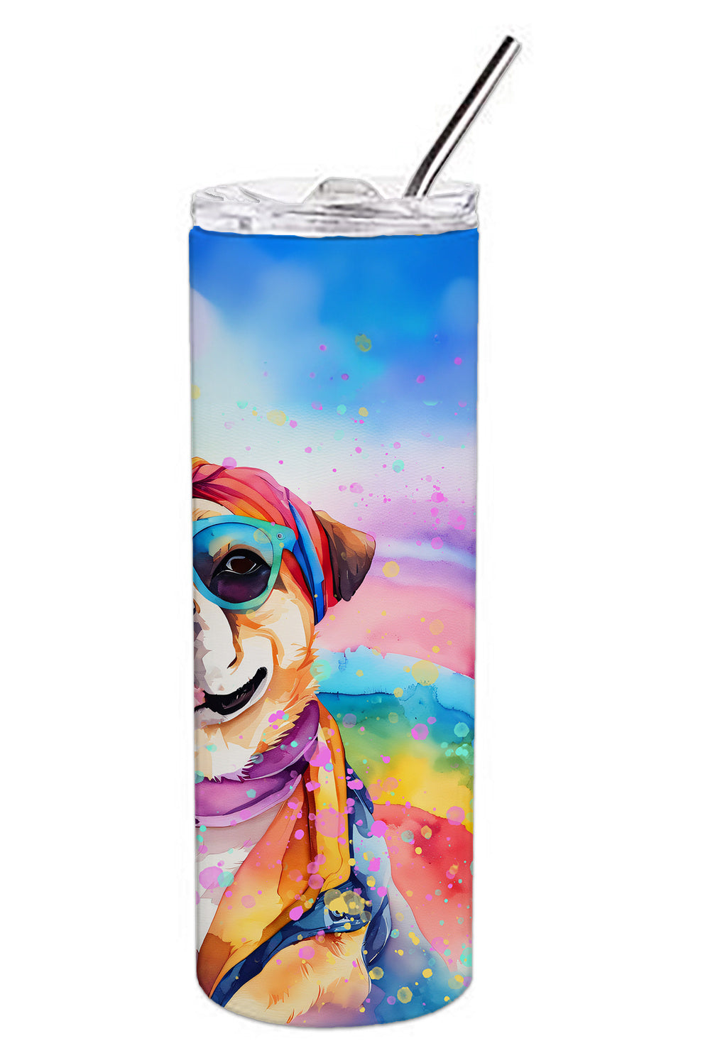 Pug Hippie Dawg Stainless Steel Skinny Tumbler Vacuum Double Walled Reusable Insulated Tumbler Travel Cup for Coffee Cocktails Gift with Lid, 20 oz