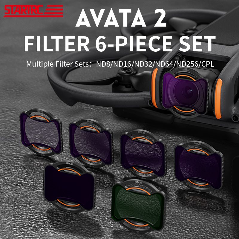 STARTRC Avata 2 ND Filters Set, 6 Pack CPL ND8 ND16 ND32 ND64 ND256 Neutral Density Camera Lens Filter Compatible with DJI Avata 2, Multi Coated HD Optical Glass, Aluminum Frame