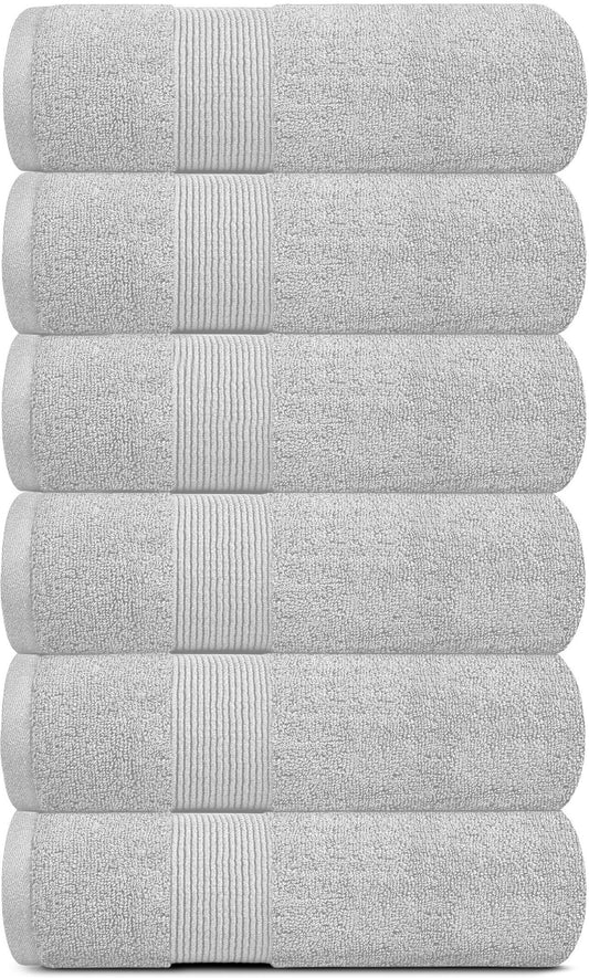 6 Pack Resort Collection Soft Hand Towels 16x27 in Luxury Hotel Plush Absorbent Cotton Hand Towel Dolphin Grey