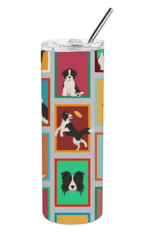 Lots of Border Collie Stainless Steel Skinny Tumbler Vacuum Double Walled Reusable Insulated Tumbler Travel Cup for Coffee Cocktails Gift with Lid, 20 oz