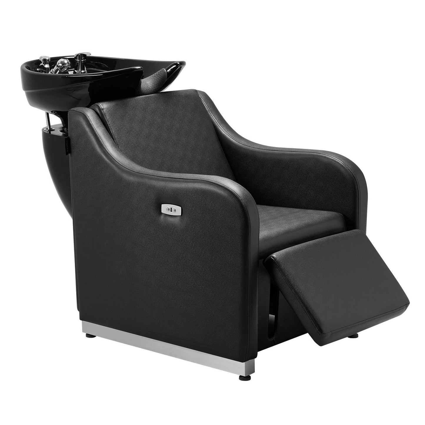 VEVOR Shampoo Backwash Chair, 661.4LBS Loading Barbershop Hair Washing Station with Electric Adjustable Footrest & Ceramic Bowl, Backwash Salon Shampoo Chair, Beauty Spa Hairdressing Massage Equipment