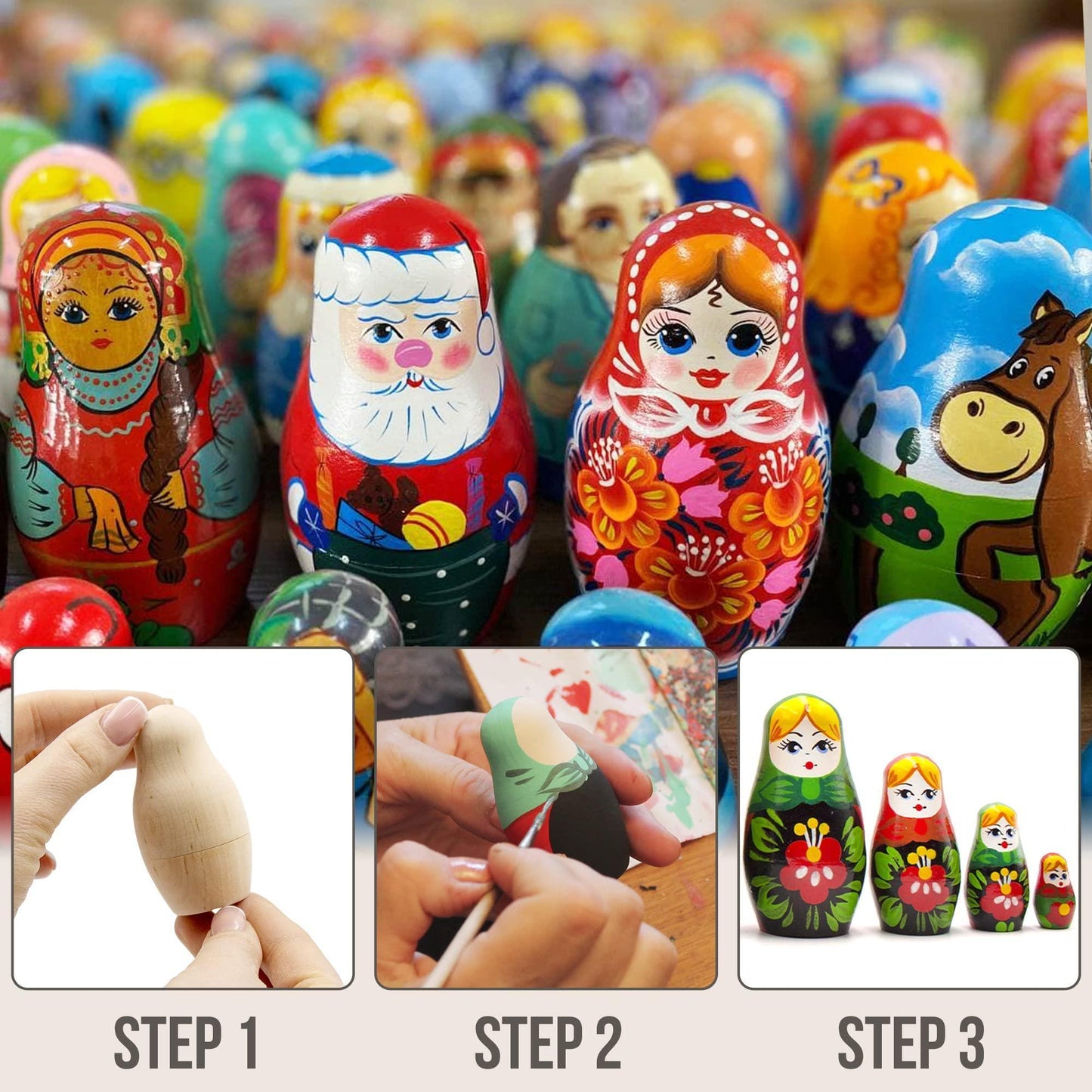 Blank Nesting Dolls Lot of 5 Sets by 4 pcs Blank Matryoshka Dolls for DIY Ideas