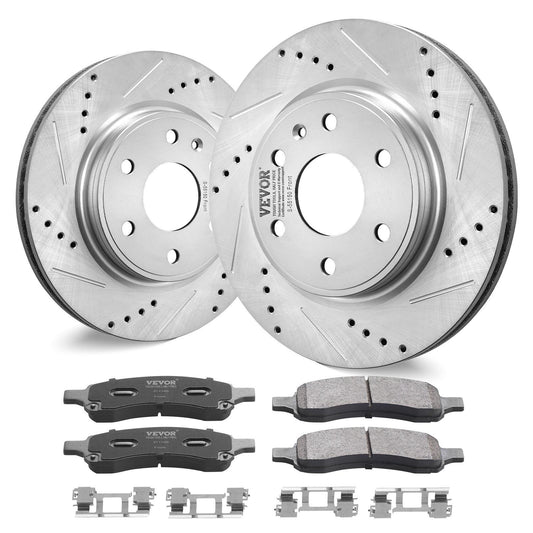 VEVOR Drilled Slotted Front Brake Rotors Pads Kit for Chevy Traverse GMC Acadia