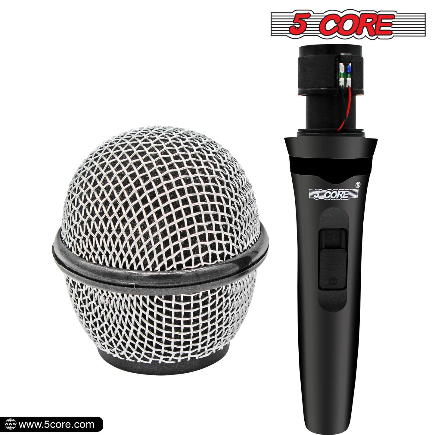 5 Core Microphone XLR Dynamic Mic Karaoke Singing Handheld Microfono Wired Professional Unidirectional 1/4 Plug In Cord Connection for Vocal DJ Music - PM 600