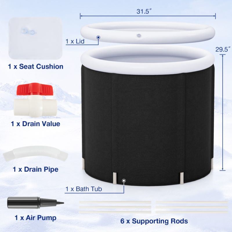 Outdoor Ice Plunge Tub with Lid for Household