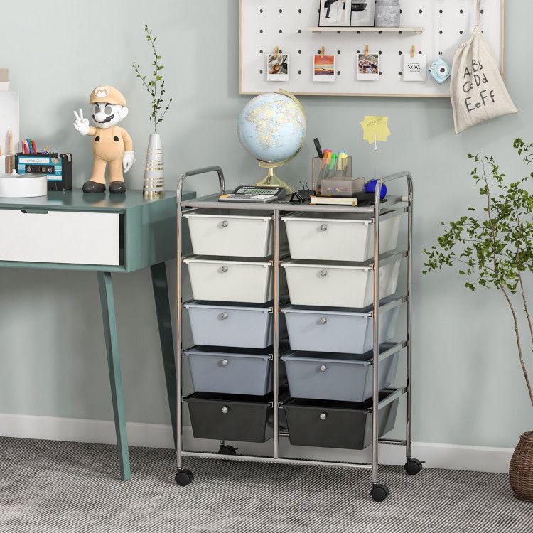 10-Drawer Rolling Storage Cart