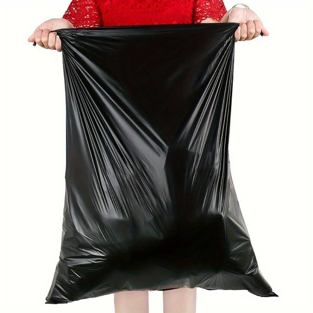 Multiple large heavy-duty tank liners - black plastic garbage bags for lawns, leaves, contractors, yards, and outdoor use