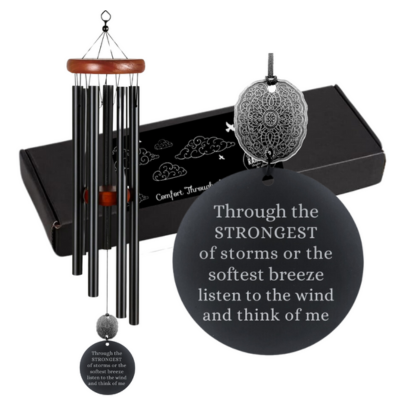 Black Memorial Sympathy Wind Chime Gift in Memory of a Loved One-Deep Tones