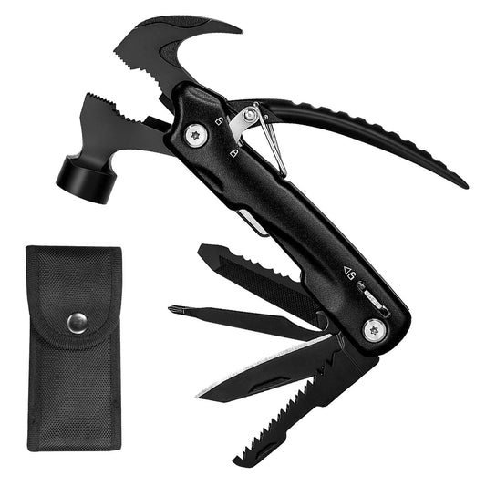 12 in 1 Hammer Multitool Portable Stainless Steel Mini Hammer Survival Tool Camping Gear Unique Gifts for Dad Husband Brother Boyfriend