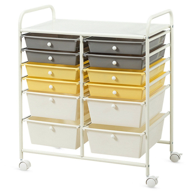 12 Drawers Rolling Cart Storage Scrapbook Paper Organizer Bins