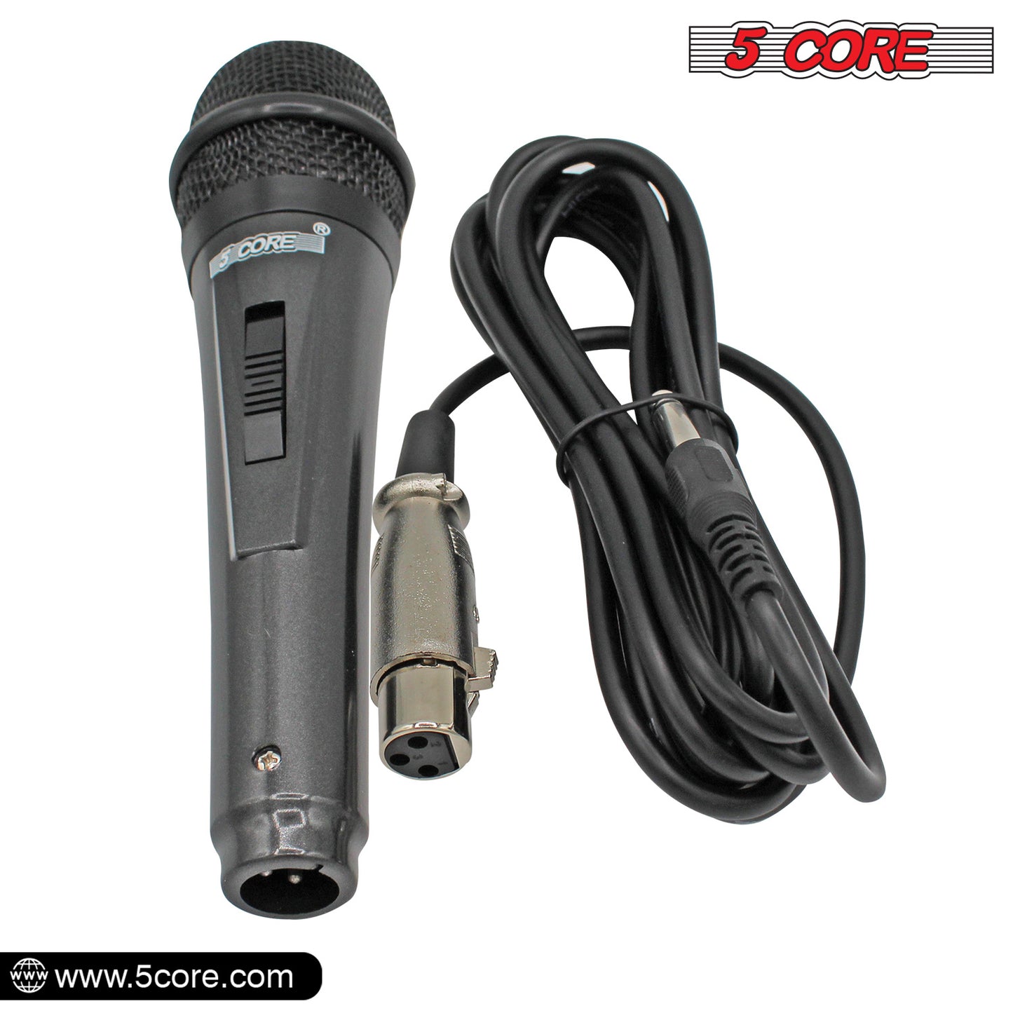 5 Core Microphone XLR Dynamic Mic Karaoke Singing Handheld Microfono Wired Professional Unidirectional 1/4 Plug In Cord Connection for Vocal DJ Music - PM 816