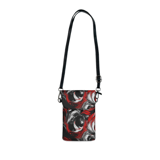 Crossbody Cell Phone Wallet Purse, Decorative Black Red White Abstract Seamless Pattern