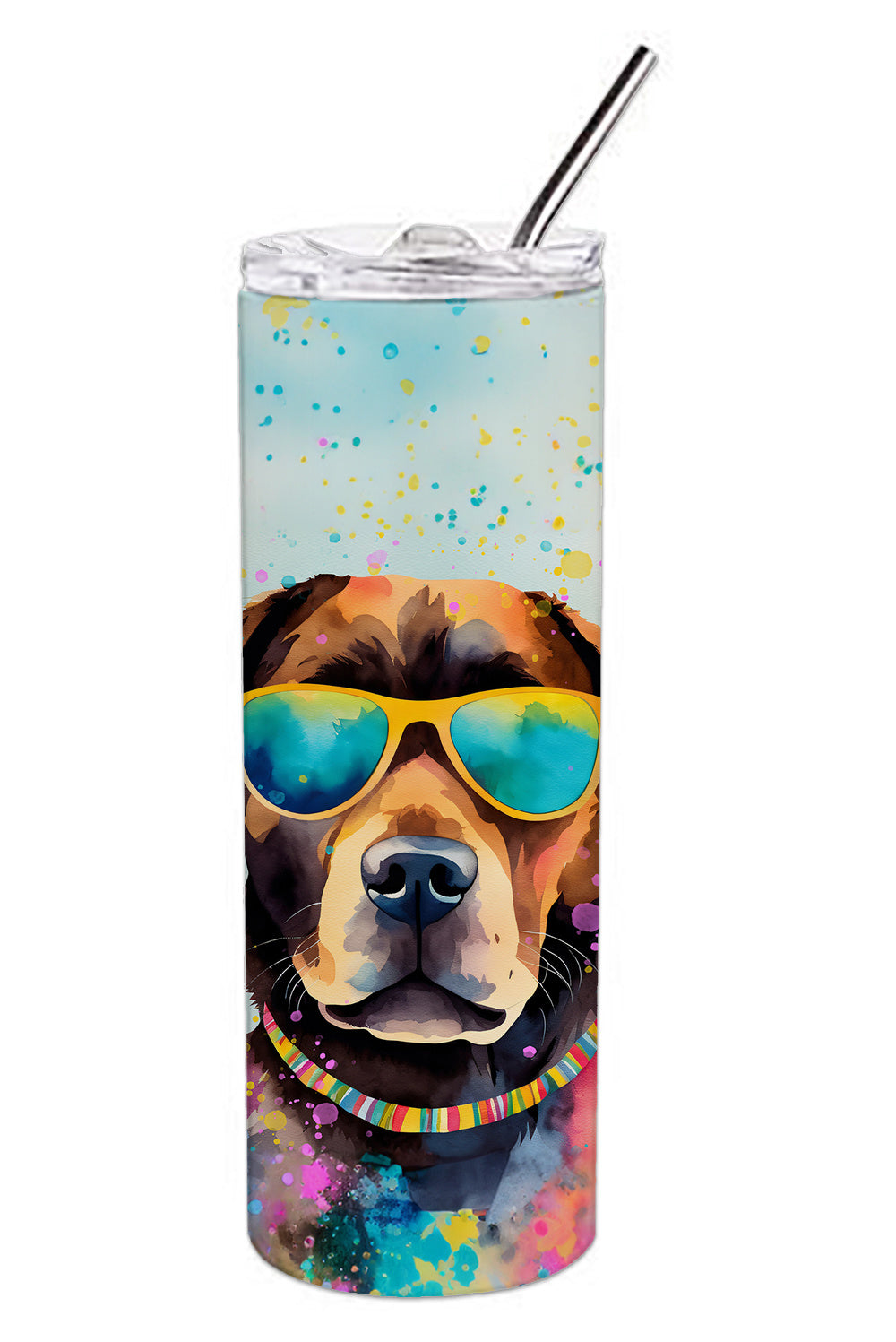 Chocolate Labrador Hippie Dawg Stainless Steel Skinny Tumbler Vacuum Double Walled Reusable Insulated Tumbler Travel Cup for Coffee Cocktails Gift with Lid, 20 oz