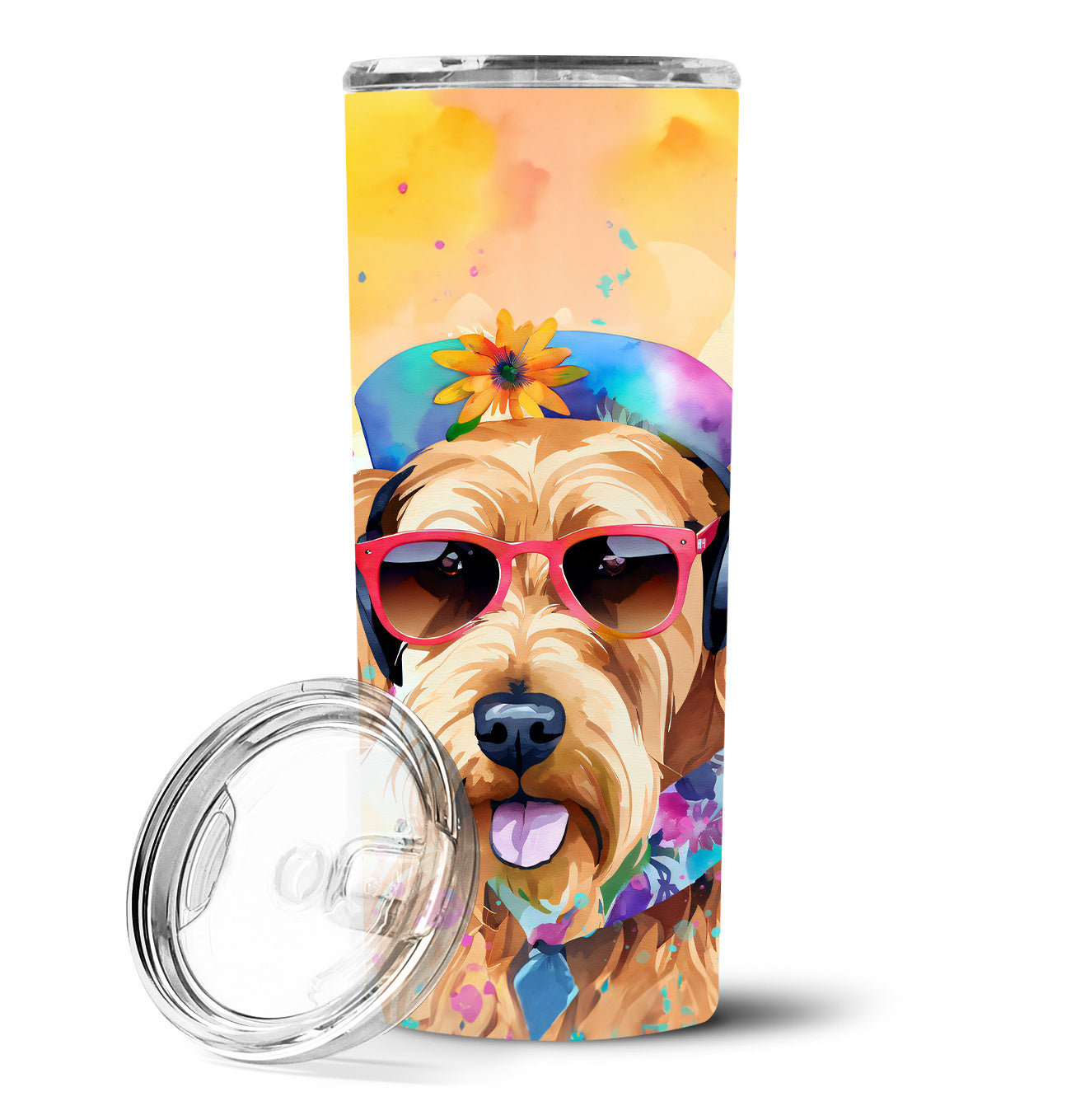 Airedale Terrier Hippie Dawg Stainless Steel Skinny Tumbler Vacuum Double Walled Reusable Insulated Tumbler Travel Cup for Coffee Cocktails Gift with Lid, 20 oz