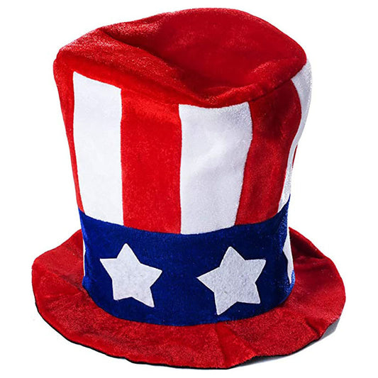 Uncle Sam Inspired 4th of July USA Hat, American Flag Pattern, Red White Blue