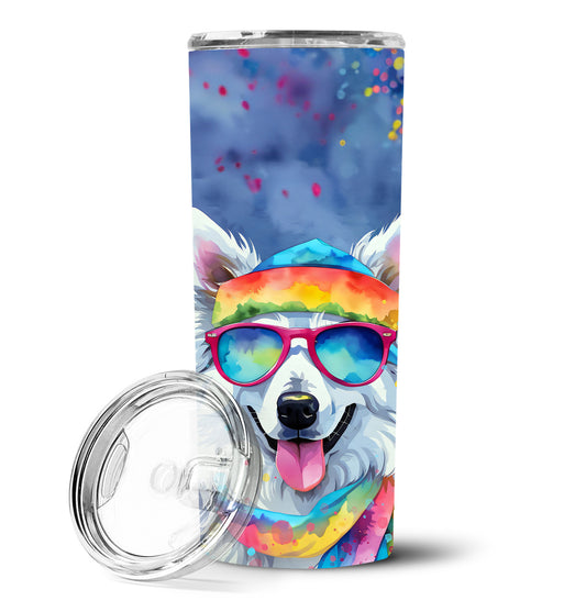 American Eskimo Hippie Dawg Stainless Steel Skinny Tumbler Vacuum Double Walled Reusable Insulated Tumbler Travel Cup for Coffee Cocktails Gift with Lid, 20 oz