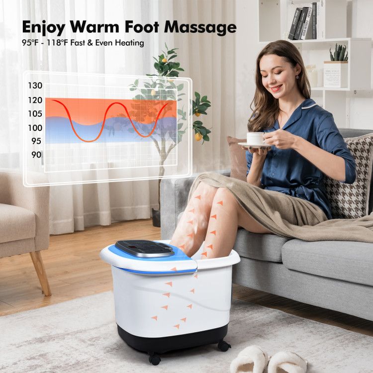 Portable All-In-One Heated Foot Spa Bath Motorized Massager