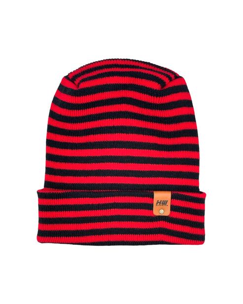 HAAKWEAR Theta Stitch RORO Cuffed Beanie (Patent Pending Design)-Black/Red, Made in USA