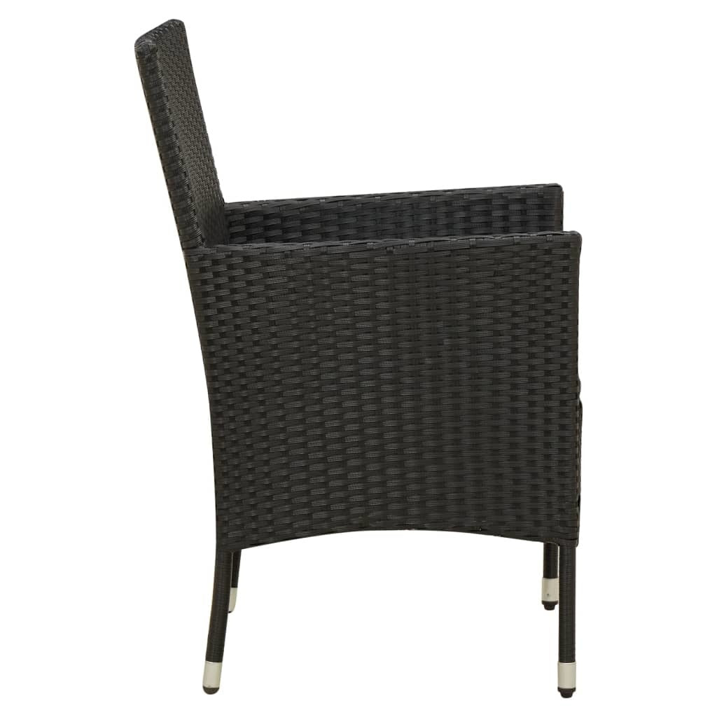 Patio Chairs with Cushions 4 pcs Poly Rattan Black