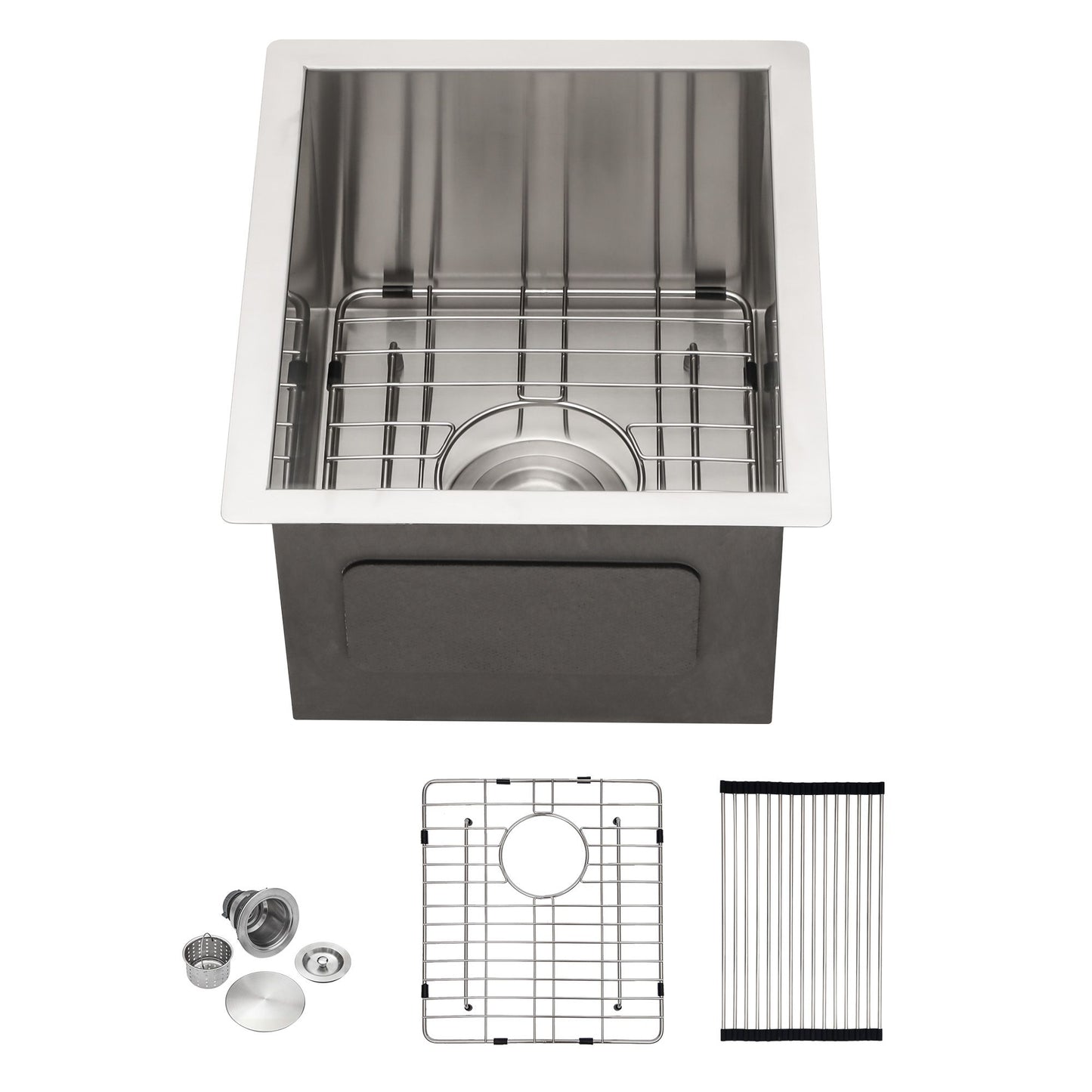 Undermount Sink Stainless Steel 18 Gauge Single Bowl Kitchen Sink Basin with Strainer