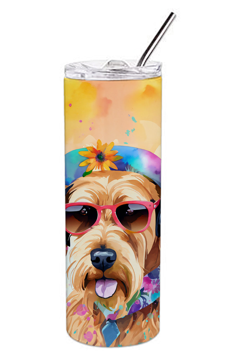 Airedale Terrier Hippie Dawg Stainless Steel Skinny Tumbler Vacuum Double Walled Reusable Insulated Tumbler Travel Cup for Coffee Cocktails Gift with Lid, 20 oz