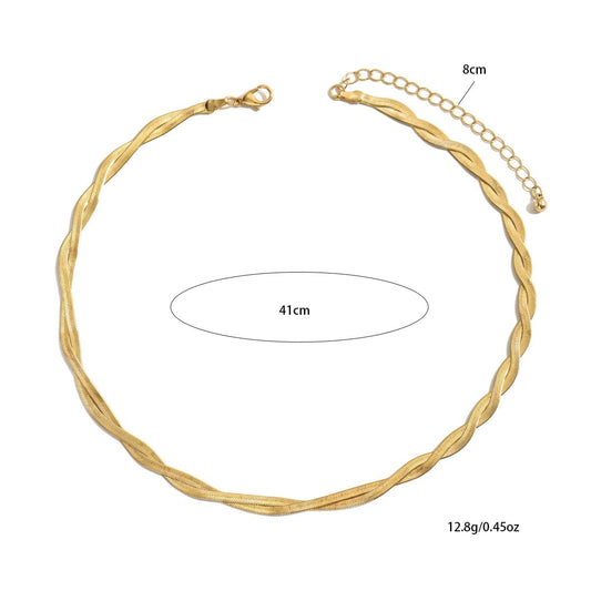 "Elegant Gold-Tone Twisted Chain  Choker Necklace for Women"