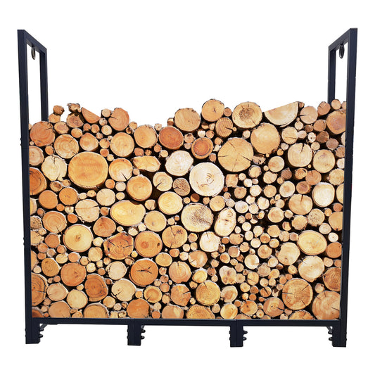 4ft Firewood Rack Stand, Firewood Rack Outdoor Indoor Firewood Rack Holder for Outdoor Courtyard, Patio Fireplace Fire Pits Wood Pile Storage