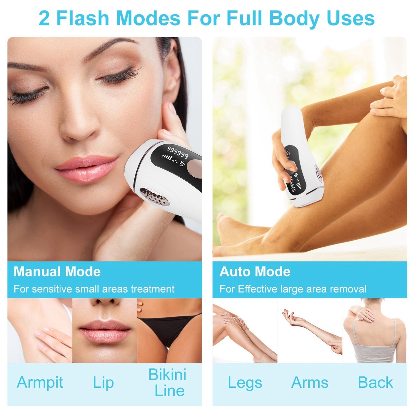 Laser Hair Removal For Woman Man Ice Cooling Permanent IPL Hair Remover with Painless 999999 Flashes Home Use Lasting Hair Reduction for Armpits Legs Arms Bikini Line