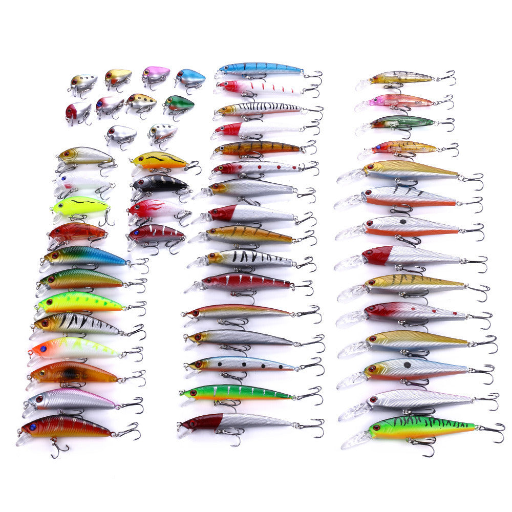 56pcs Premium Minnow Fishing Lures Kit - Hard Bait Plastic Tackle Crank Baits for Freshwater and Saltwater Fishing - Lifelike Design for Increased Catch Rates