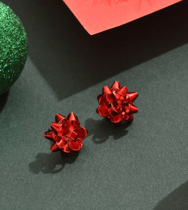 Christmas Bowknot Stud Earrings -  Festive Charm for Your Holiday Season