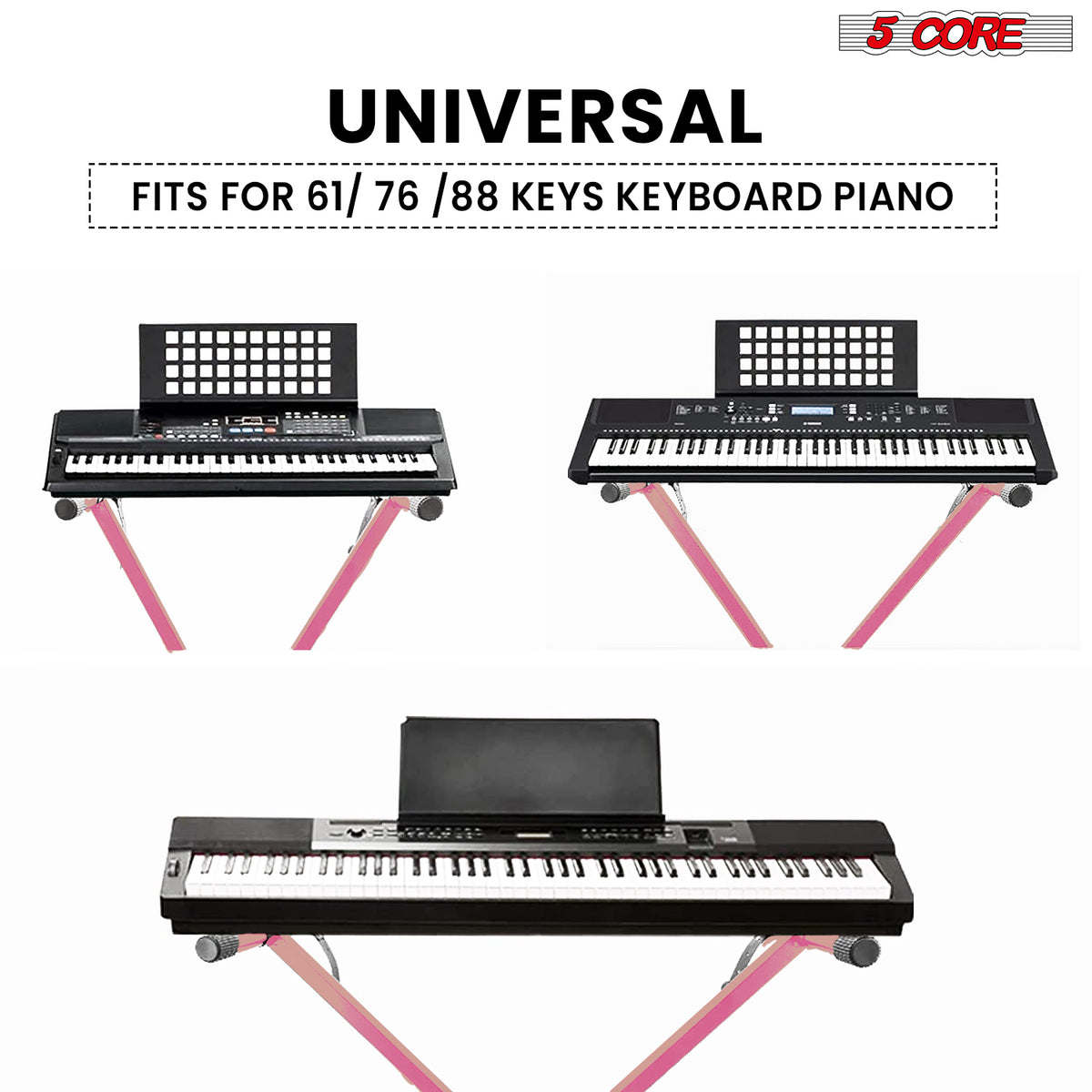 5 Core Keyboard Stand Digital Piano Riser Adjustable X Style Electric Key Board Casio Synth Holder Foldable Portable Fits 54 61 88 Keys - KS 1X