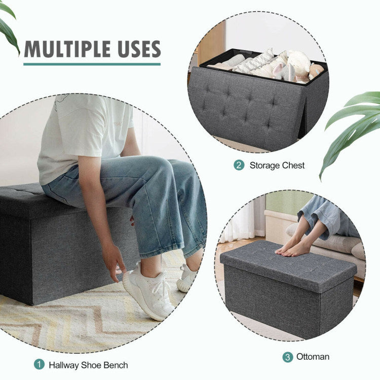 31.5 Inch Storage Ottoman Footrest with Removable Storage Bin