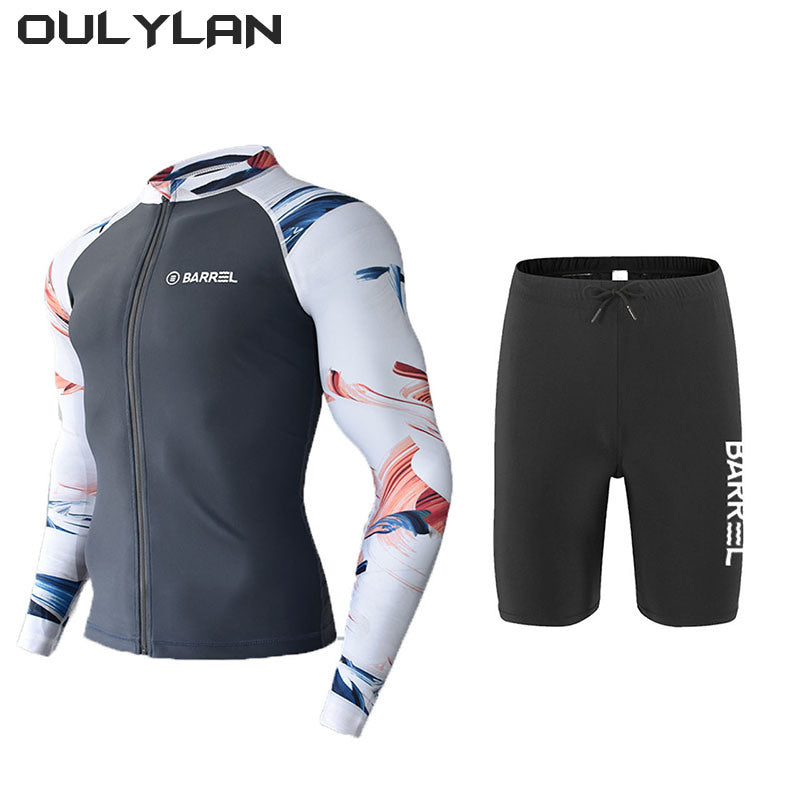 Oulylan Long Sleeve Rash Guards Swimwear Women 2024 Two-Piece Swimsuit Men Surfing Swimming Suit Beach Diving Bath Suit