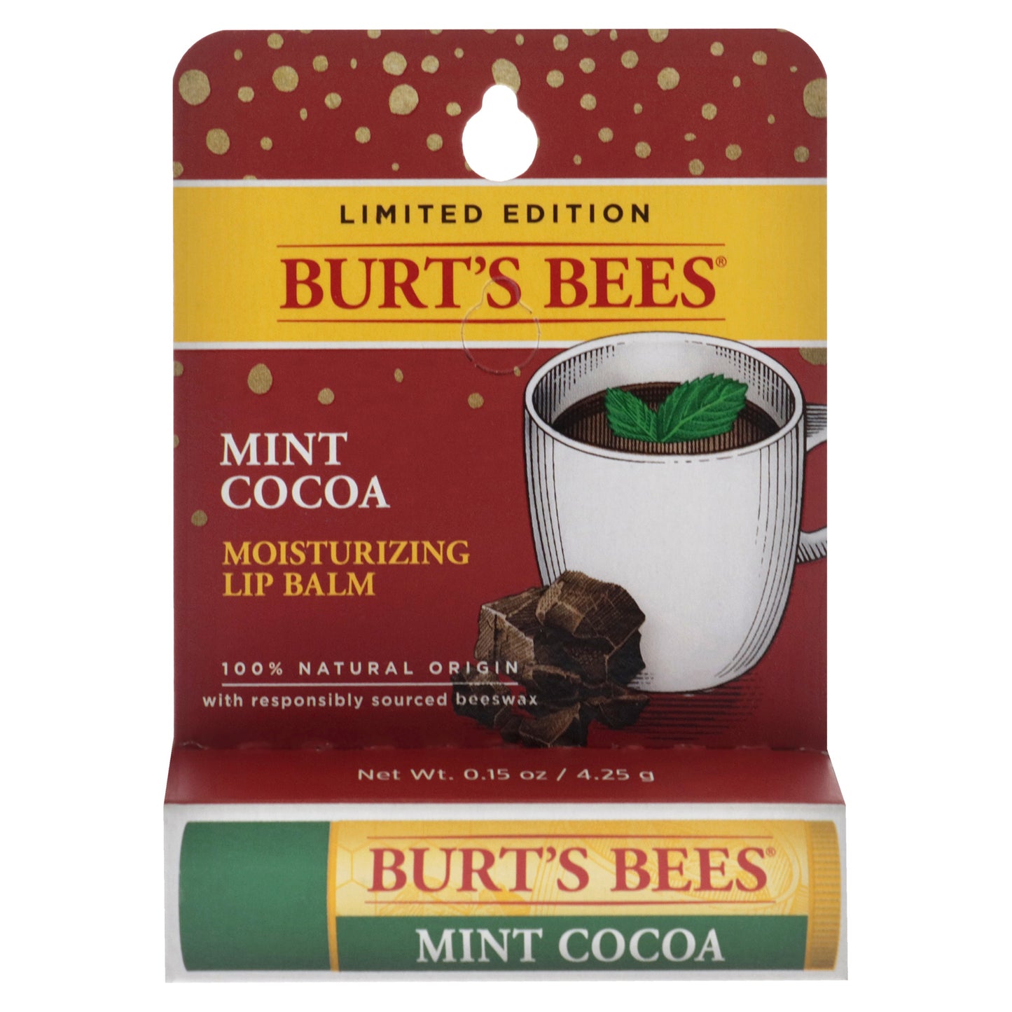 Mint Cocoa Moisturizing Lip Balm Blister by Burts Bees for Unisex - 0.15 oz Lip Balm