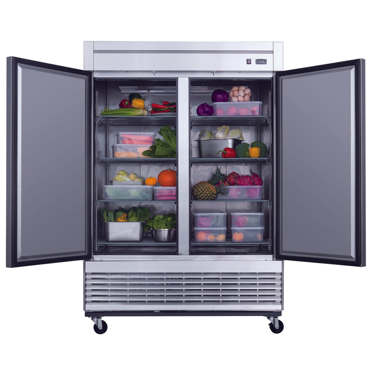 Dukers Commercial Double Door Bottom Mounted Upright Reach-in Refrigerator in Stainless Steel 40.74cu.ft.