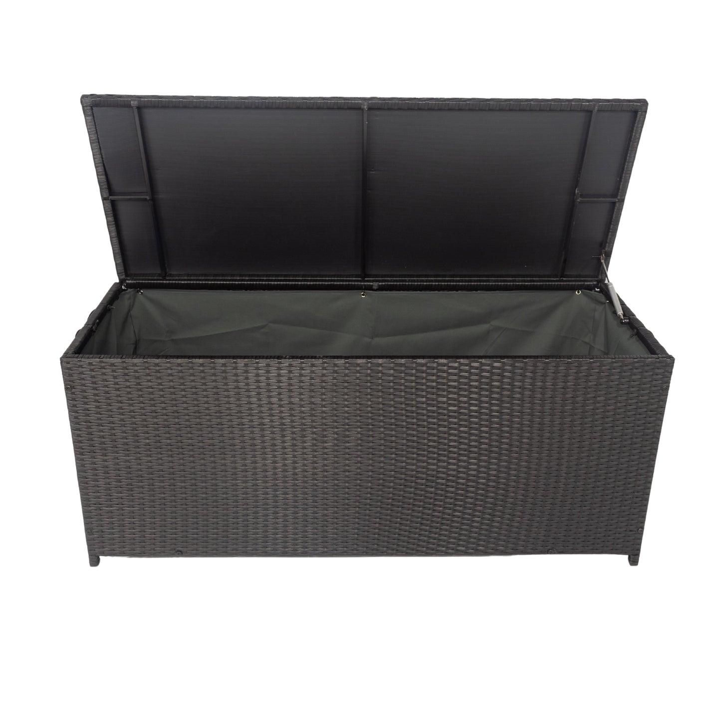 Outdoor Storage Box, 113 Gallon Wicker Patio Deck Boxes with Lid, Outdoor Cushion Storage Container Bin Chest for Kids Toys, Pillows, Towel Black