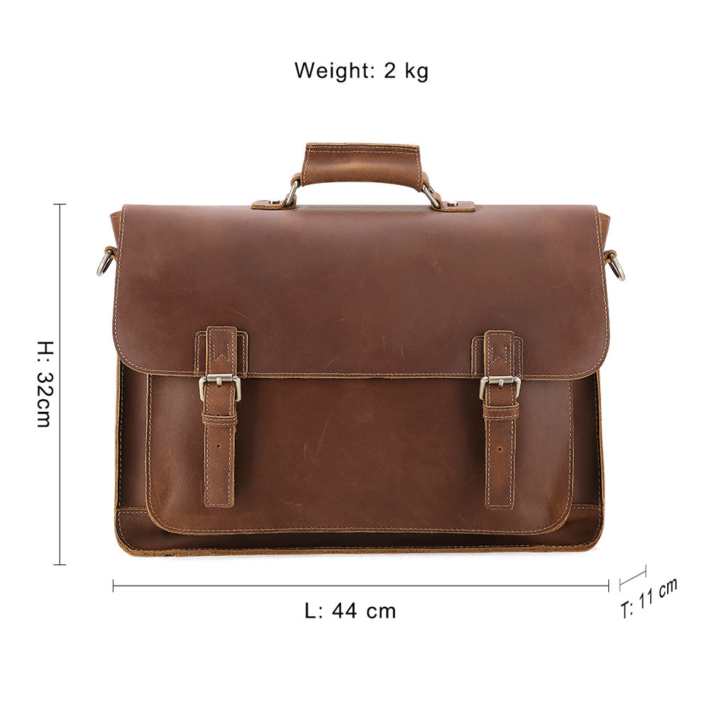 JOYIR Crazy Horse Leather Large Briefcases Male Messenger Laptop Bag Vintage Men's Genuine Leather Briefcase Business Travel Bag