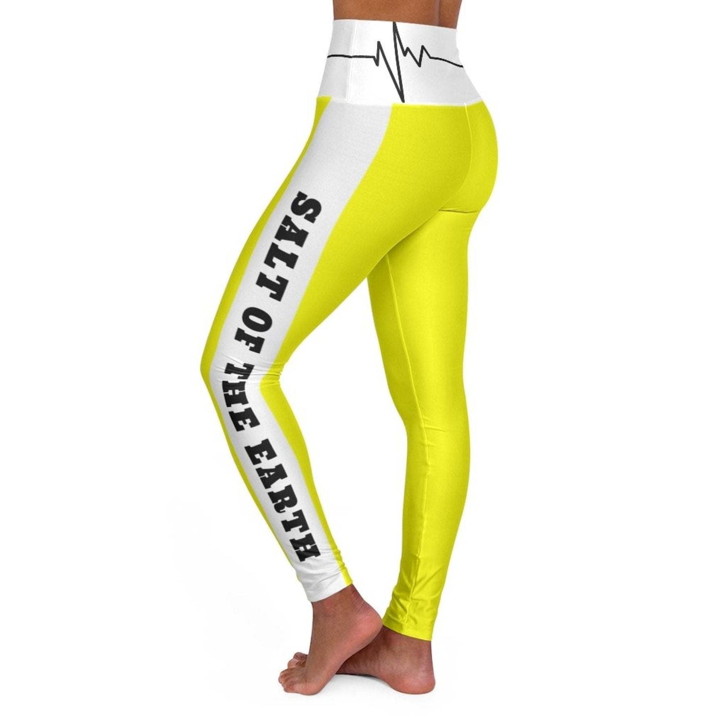 High Waisted Yoga Leggings, Bright Yellow Salt Of The Earth Matthew 5:13 Beating Heart Sports Pants