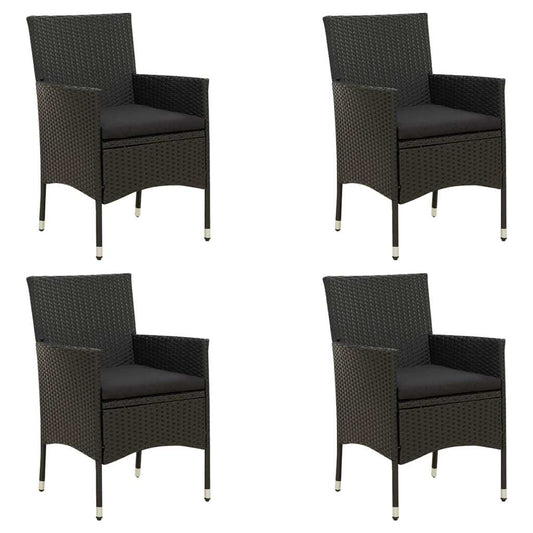 Patio Chairs with Cushions 4 pcs Poly Rattan Black