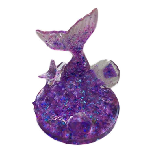 Purple Ocean Style Fishtail Mobile Phone Stand Handmade Bling Bling Epoxy Mermaid Desktop Cell Phone Holder Support