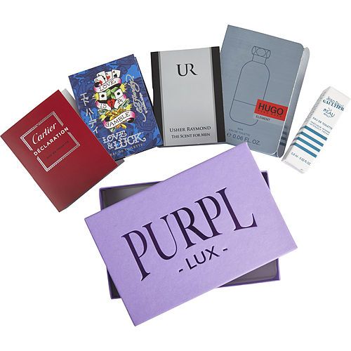 PURPL LUX SUBSCRIPTION BOX FOR MEN by - $UR - $ED HARDY LOVE & LUCK - $DECLARATION - $JEAN PAUL GAULTIER LE BEAU MALE - $HUGO ELEMENT