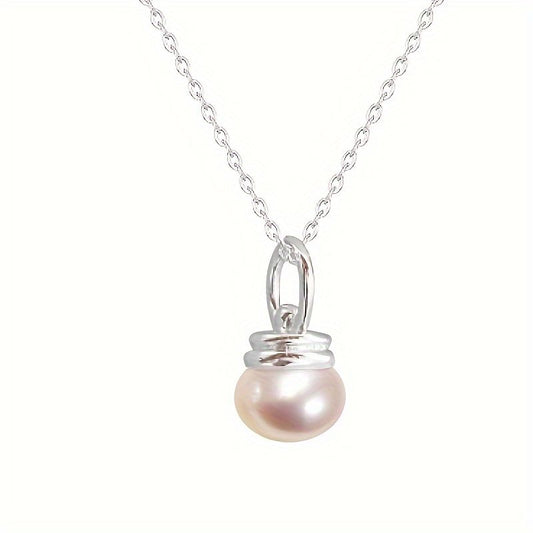"Elegant Silver Freshwater Pearl Pendant Necklace -  Timeless Sophistication for Every Occasion"