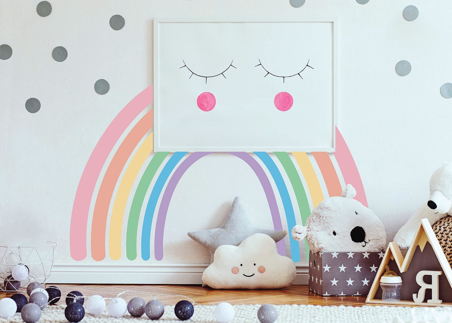 Rainbow Wall Decals Peel and Stick Rainbow Wall Sticker Decals Boho Rainbow Decor for Kids Bedroom Nursery Decor