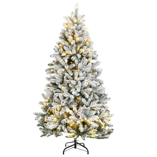 Artificial Hinged Christmas Tree 300 LEDs & Flocked Snow 70.9"