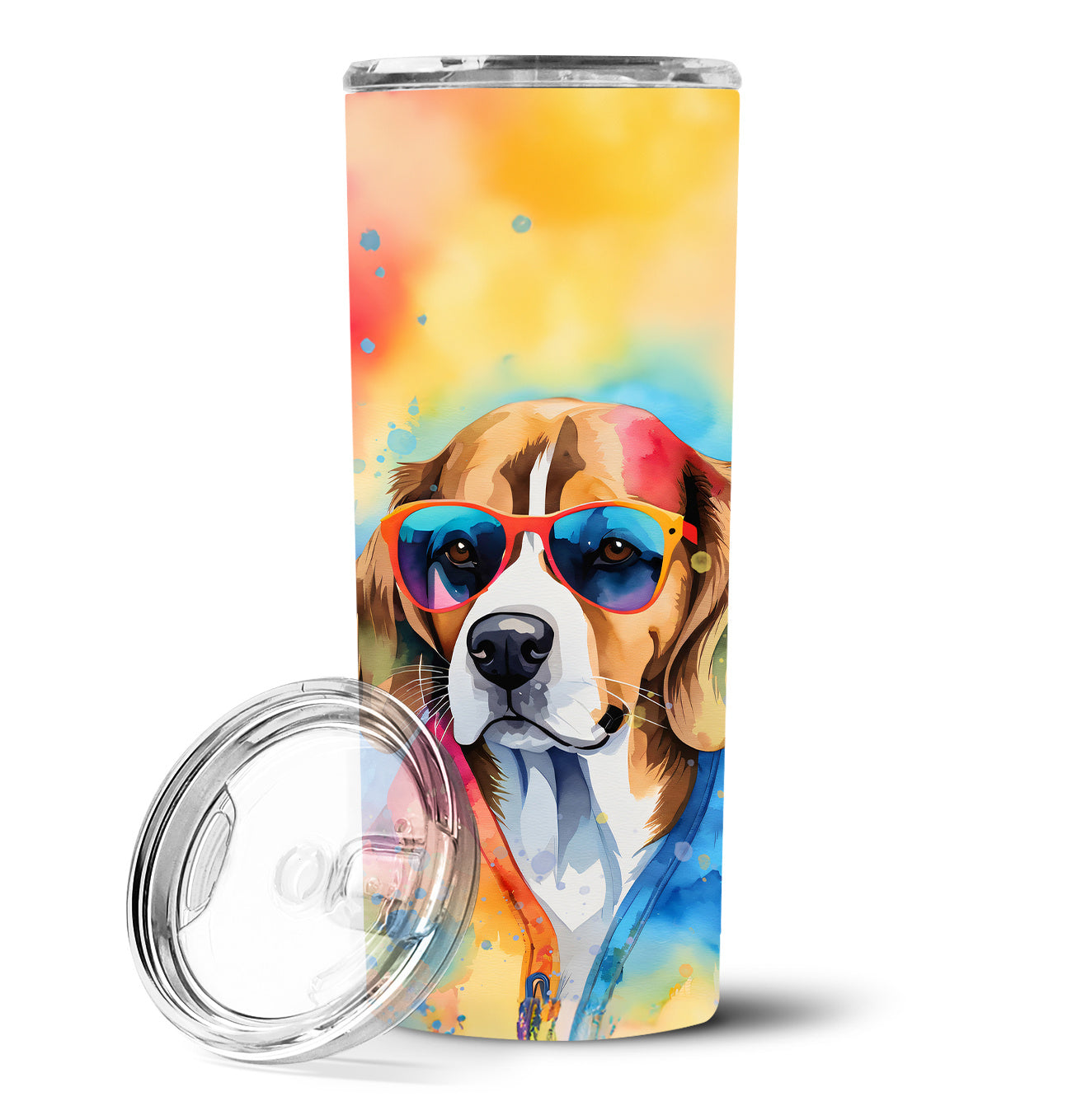 Beagle Hippie Dawg Stainless Steel Skinny Tumbler Vacuum Double Walled Reusable Insulated Tumbler Travel Cup for Coffee Cocktails Gift with Lid, 20 oz