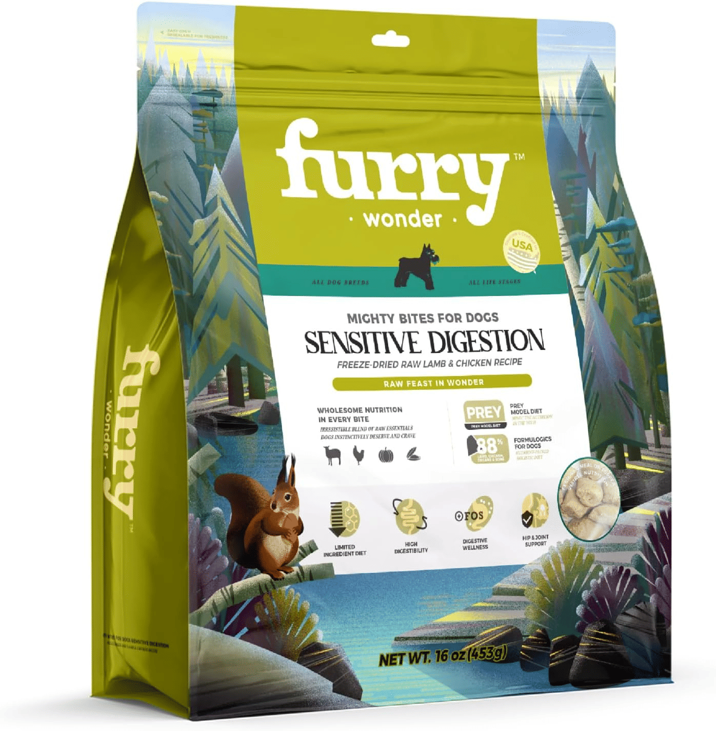 FURRY WONDER Freeze Dried Dog Food, Turkey & Chicken, 16 oz, Grain-Free, High Protein, Complete Meal or Topper, Immune Boost, USA Made