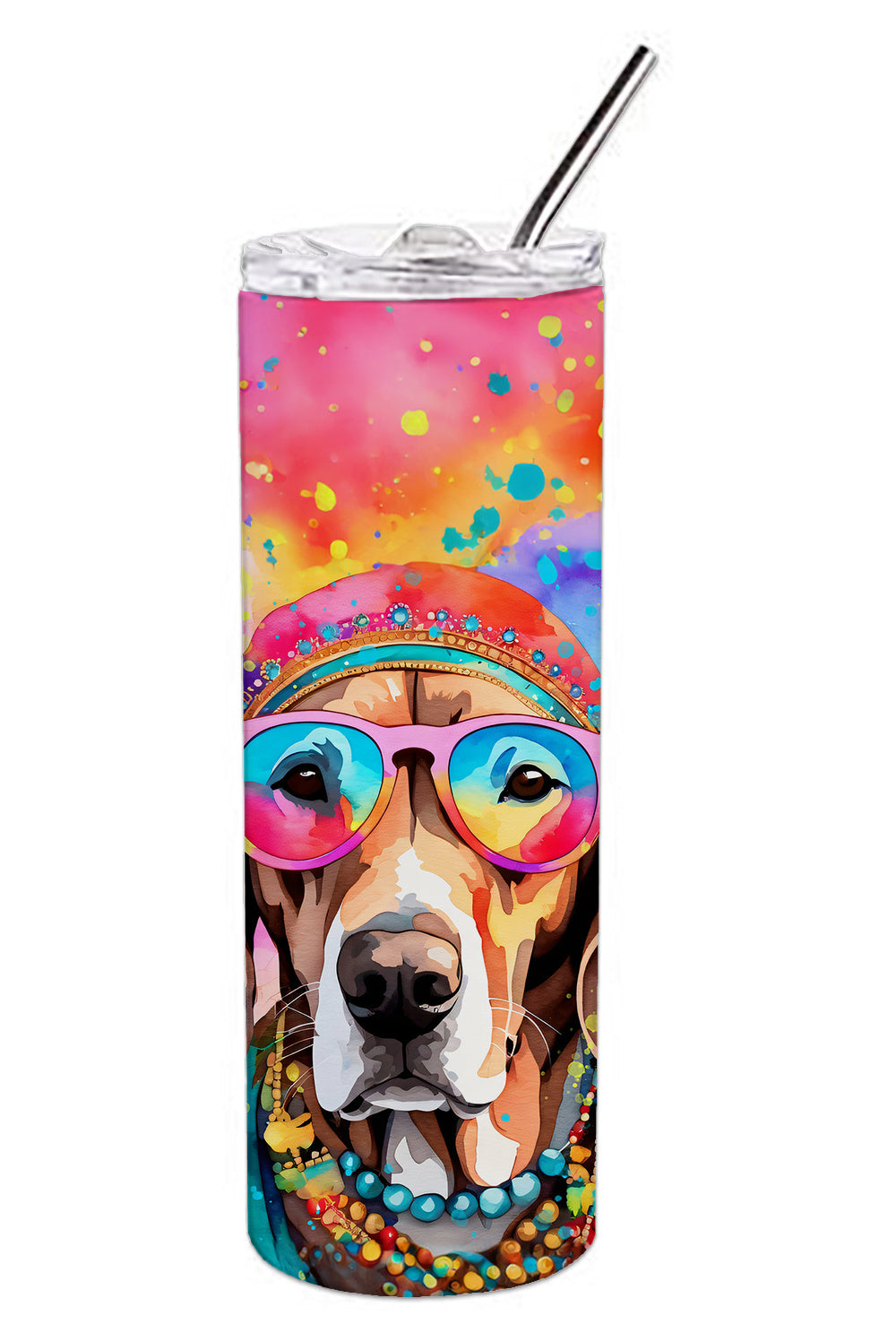 Weimaraner Hippie Dawg Stainless Steel Skinny Tumbler Vacuum Double Walled Reusable Insulated Tumbler Travel Cup for Coffee Cocktails Gift with Lid, 20 oz