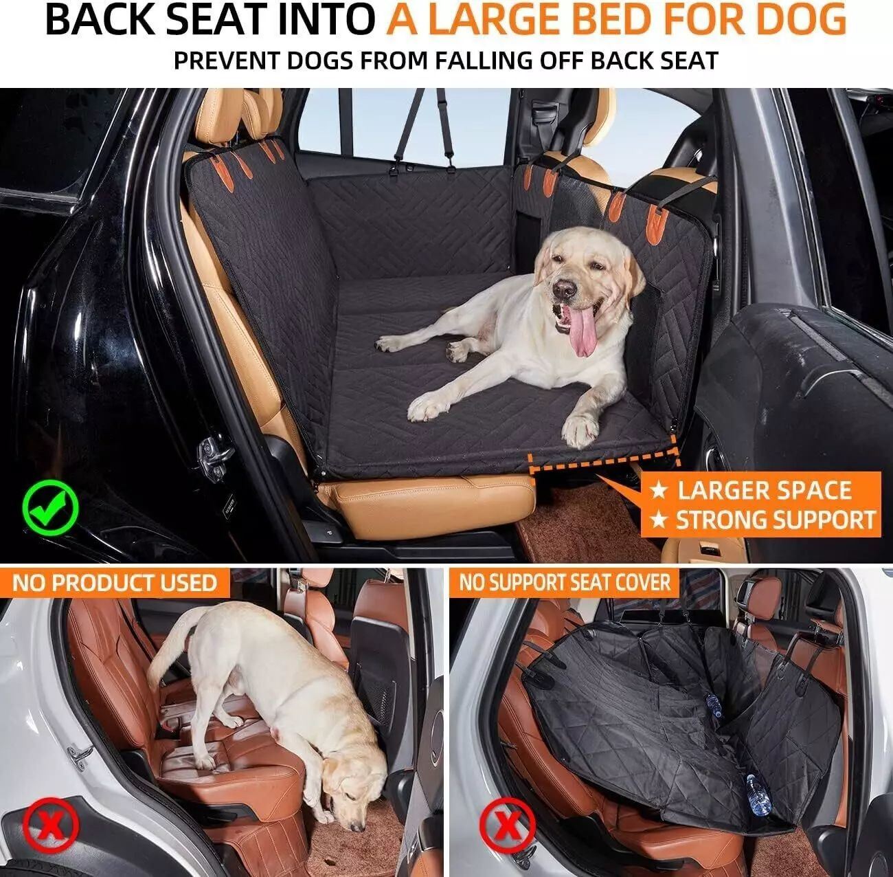 Firm Back Seat Extender for Dogs, Hard Bottom Dog Car Cover Bed Camping Mat