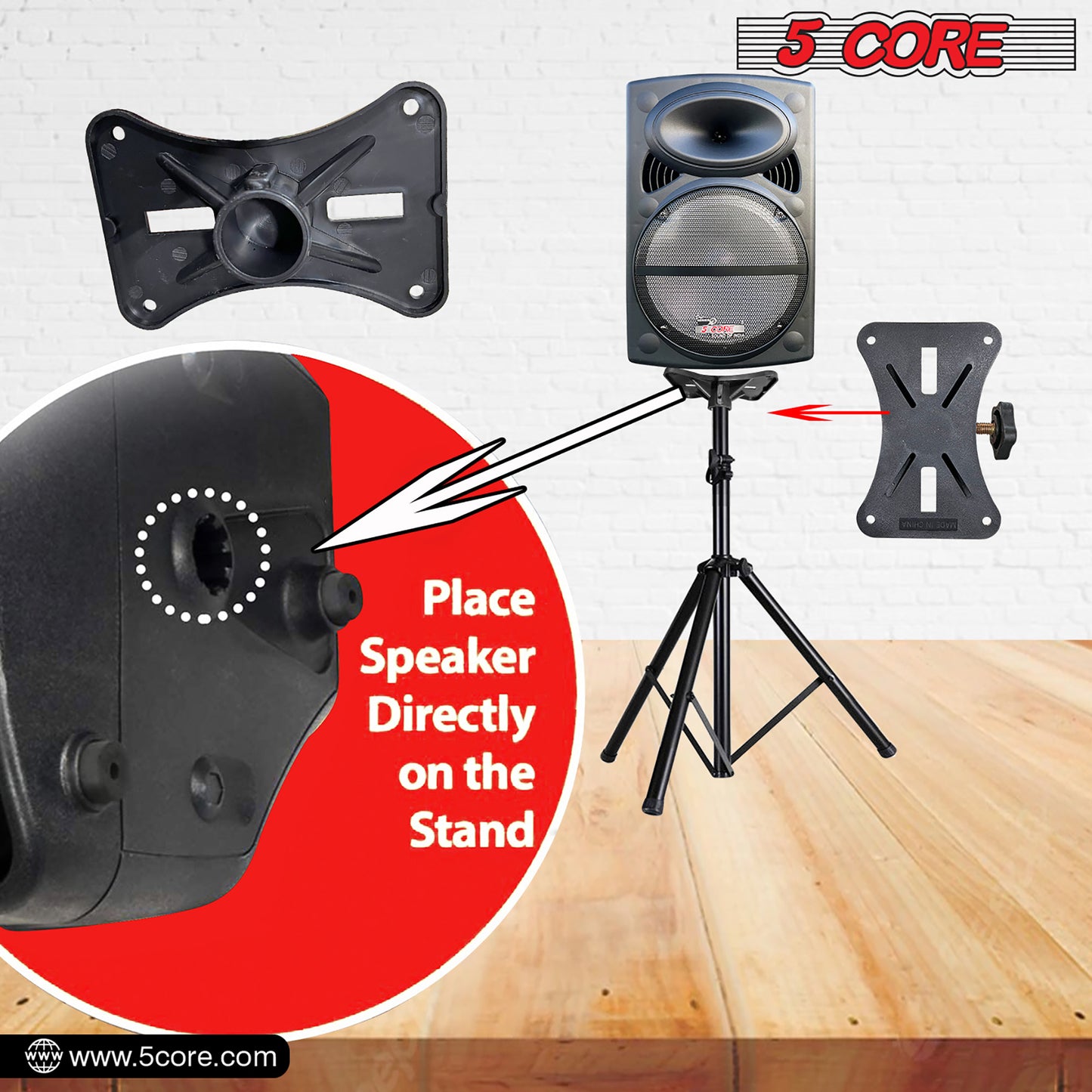 5 Core Speaker Stand Tripod Floor Adjustable Up to 60 Inch DJ Studio Monitor Stands Pole Mount- SS HD 1PK 5FT